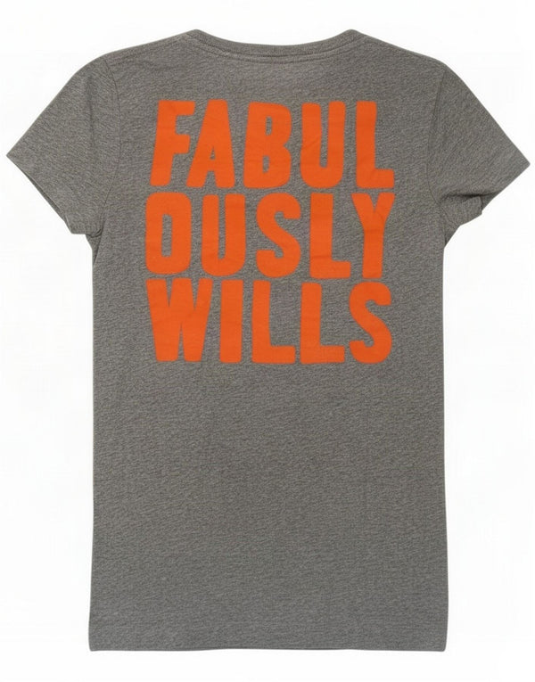 Jack Wills Womens Graphic T-Shirt Top UK 8 Small Grey Cotton