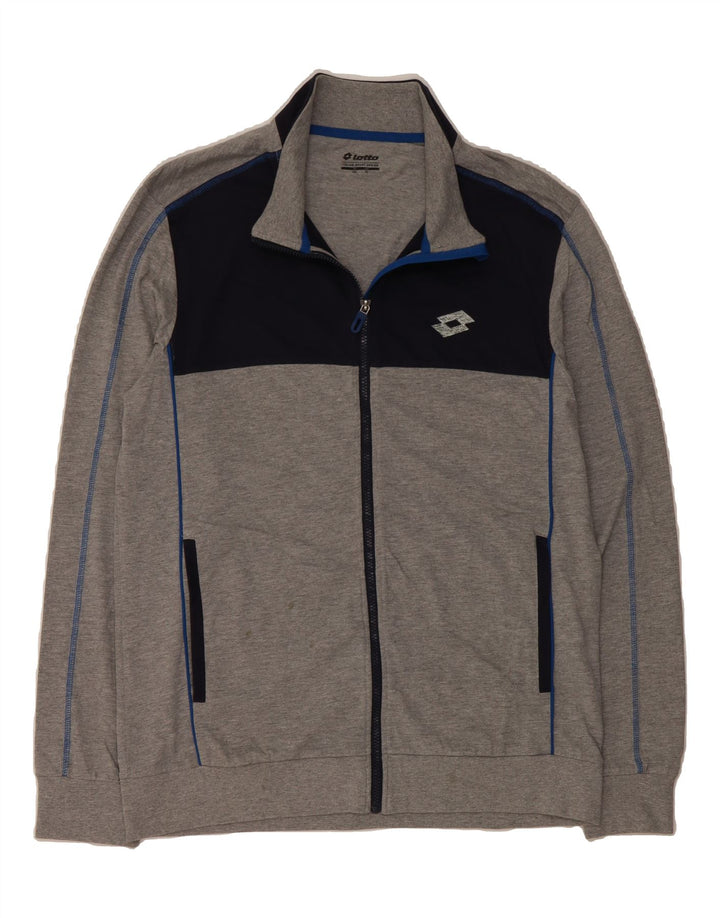 LOTTO Mens Tracksuit Top Jacket 2XL Grey Colourblock Cotton Vintage Lotto and Second-Hand Lotto from Messina Hembry 
