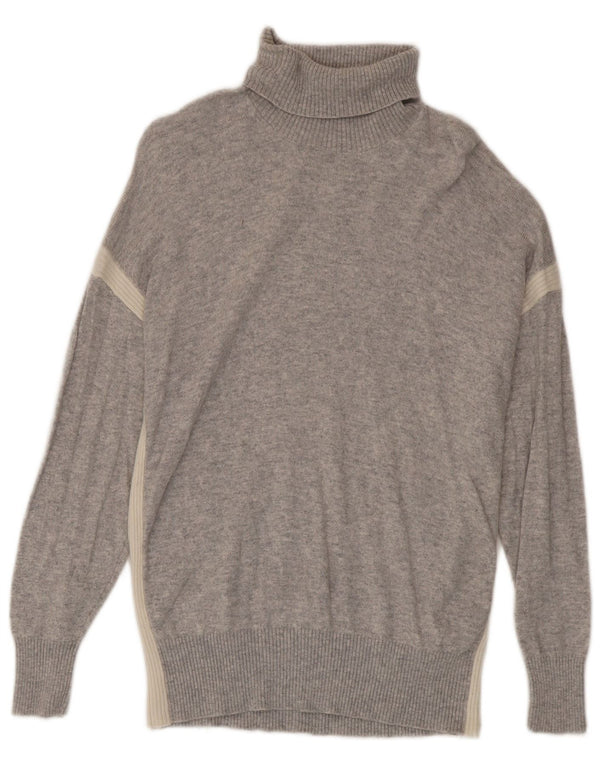 Reiss Mens Roll Neck Jumper Sweater Medium Grey Colourblock Wool