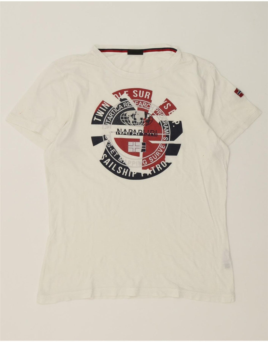 Napapijri Herre grafisk T-shirt Top Medium Hvid Bomuld