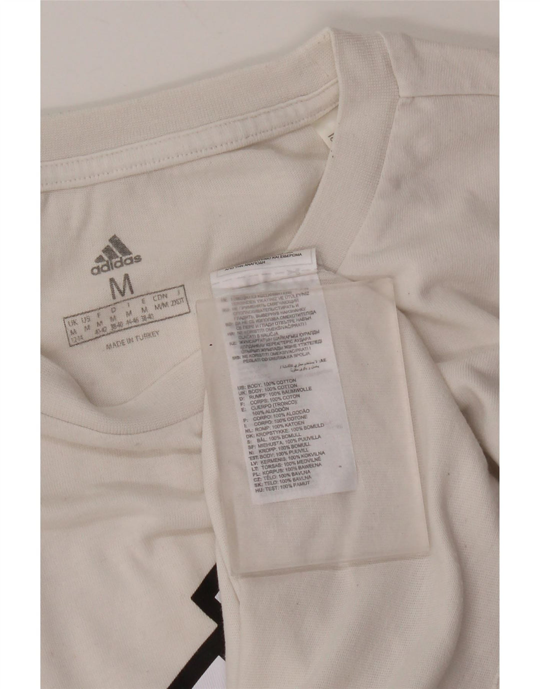 Adidas Womens Crop Oversized grafisk T-shirt top UK 12/14 Medium White