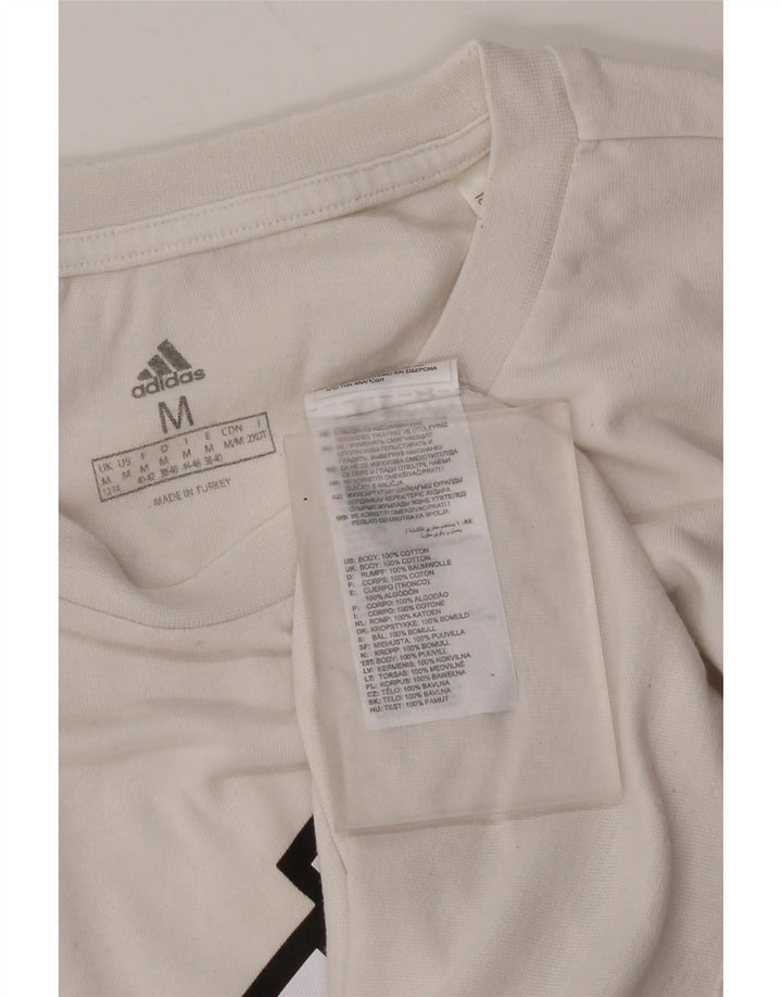 Adidas Womens Crop Oversized grafisk T-shirt top UK 12/14 Medium White