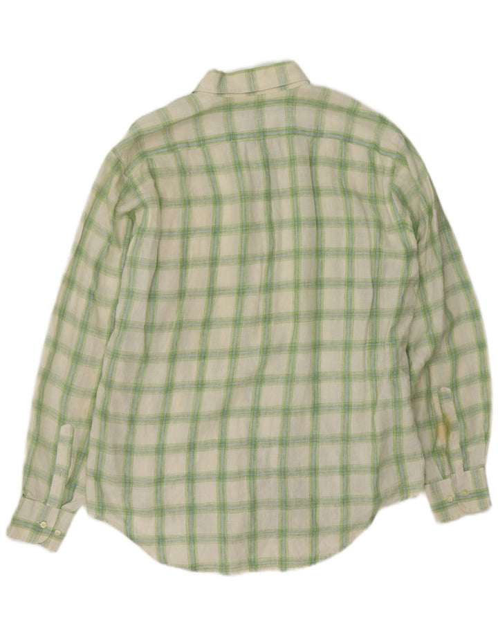 Massimo Dutti herreskjorte str. 44 XL Grøn ternet hør