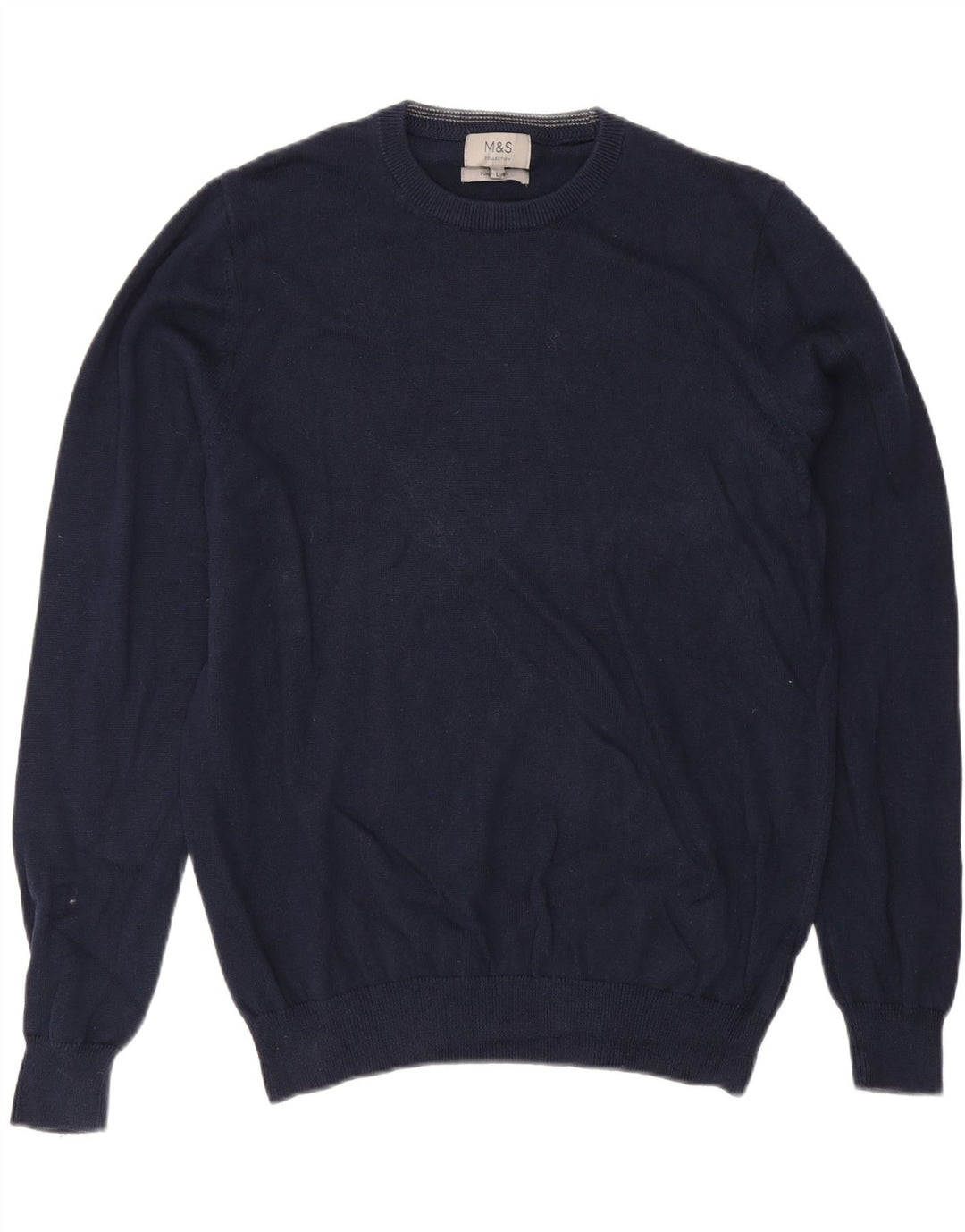 MARKS & SPENCER Herre sweater med rund hals, stor marineblå bomuld