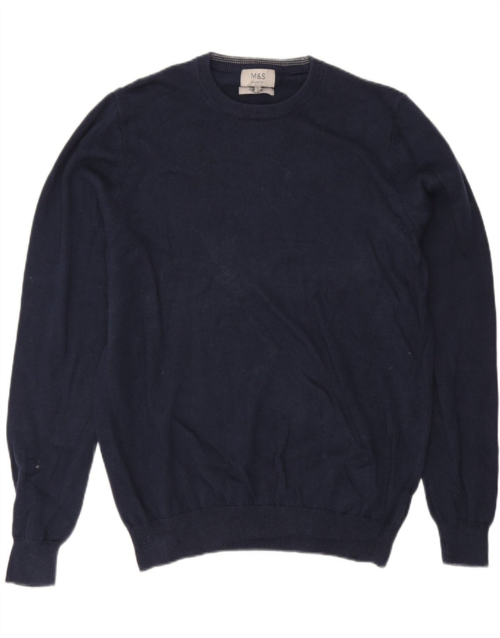 MARKS & SPENCER Herre sweater med rund hals, stor marineblå bomuld