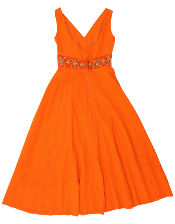 Vintage Dame Ærmeløs A-Line Kjole UK 10 Small Orange