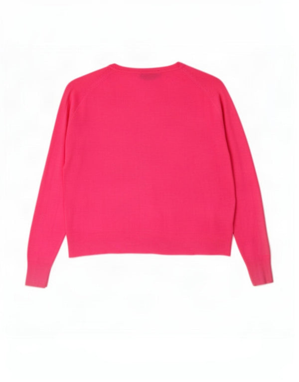 Zara Womens Crop Boat Neck Jumper Sweater UK 10 Small Pink Viscose