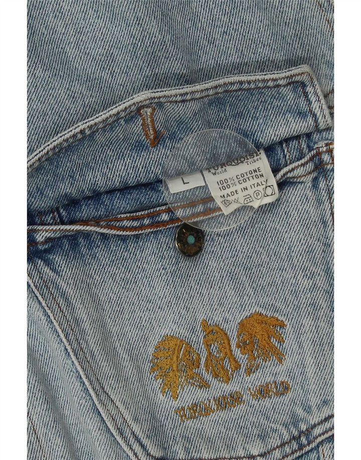 Vintage Herre Distressed Denim Jacket UK 40 Large Blue Cotton