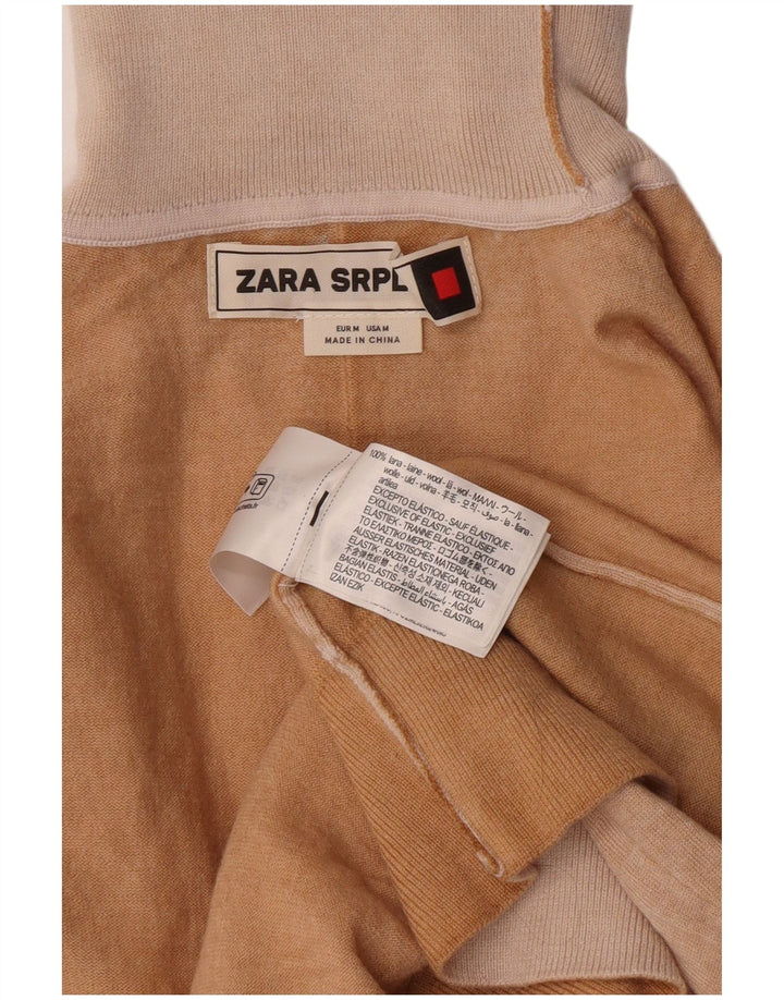 Zara Dame Rullehals Sweater UK 12 Medium Beige Uld