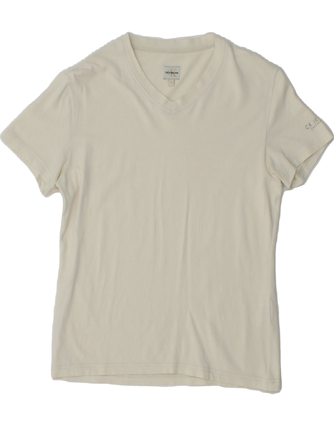 CALVIN KLEIN JEANS Womens T-Shirt Top UK 12 Medium White Vintage Calvin Klein Jeans and Second-Hand Calvin Klein Jeans from Messina Hembry 