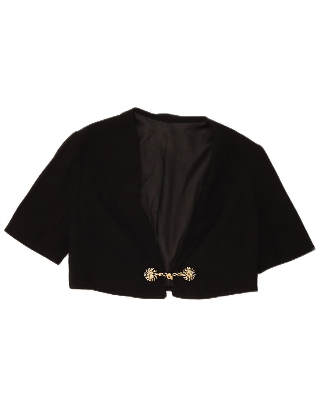 Vintage Kortærmet Bolero-jakke til kvinder UK 14 Medium Sort
