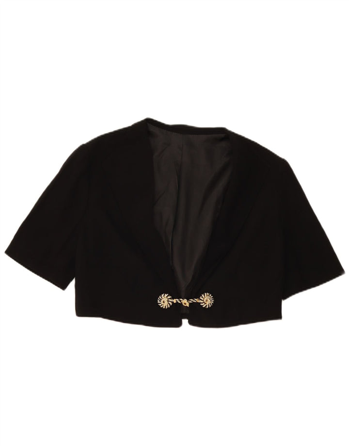 Vintage Kortærmet Bolero-jakke til kvinder UK 14 Medium Sort
