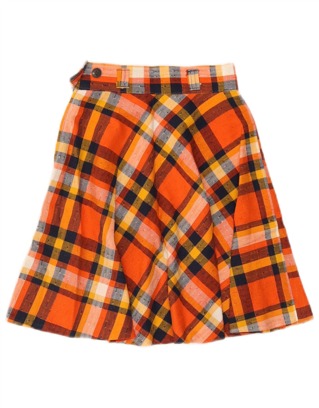 Vintage A-line nederdel til kvinder W22 2XS Orange Plaid