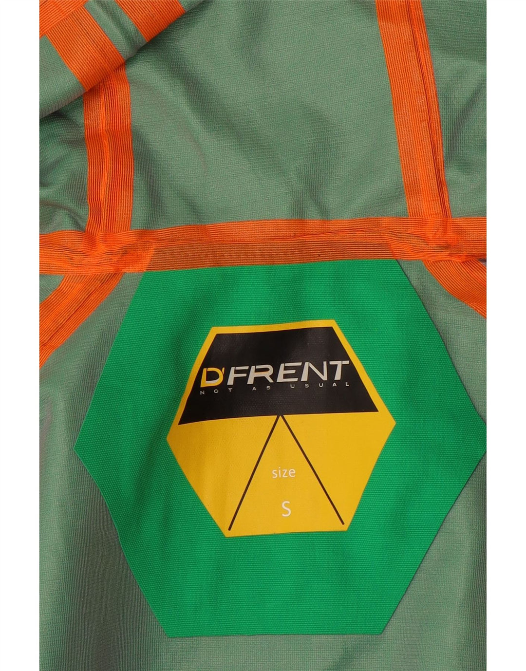 D'Frent Grafisk regnjakke med hætte til kvinder UK 36 Small Green Colourblock