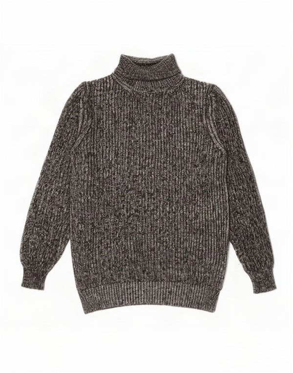 Zara Dame Roll Neck Jumper Sweater UK 12 Medium Grey Flecked Acryl