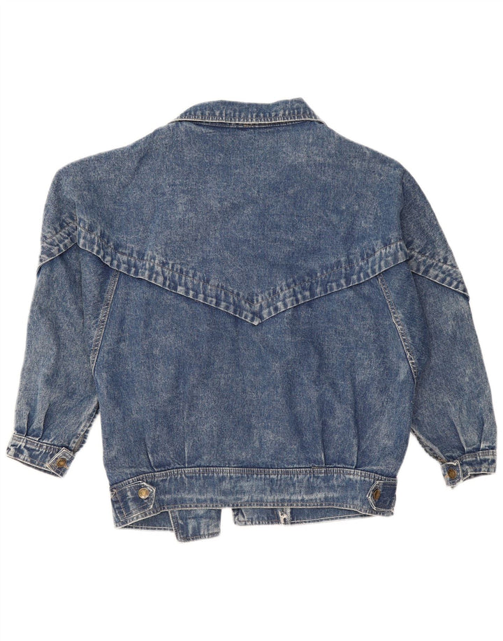 VINTAGE Dame Oversized denimjakke UK 10 Small Blue Cotton