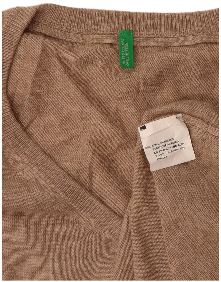 BENETTON Herre V-hals sweater Stor Beige