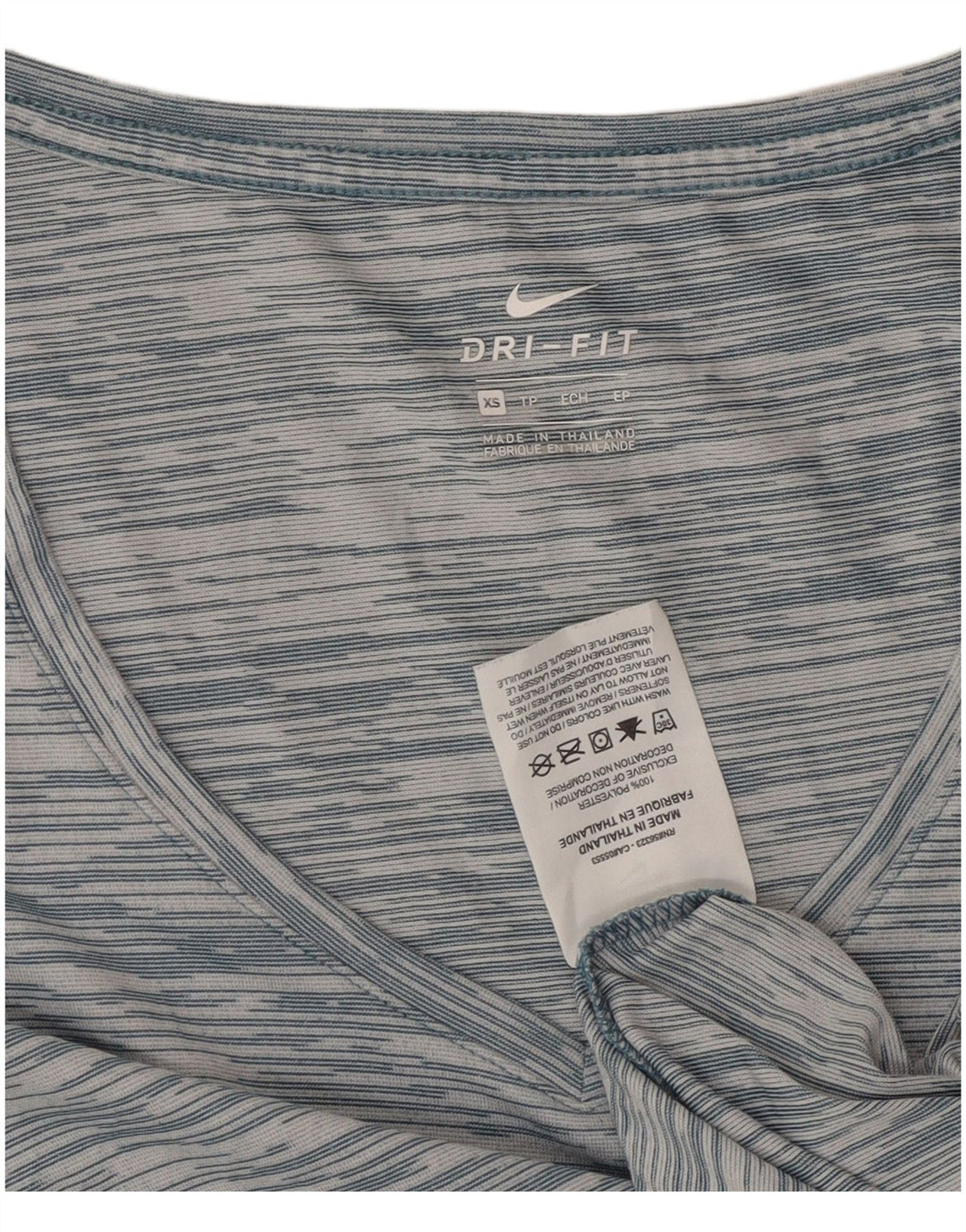 Nike Dame Dri Fit Loose Fit T-Shirt Top UK 6 XS Blå Stribet Polyester