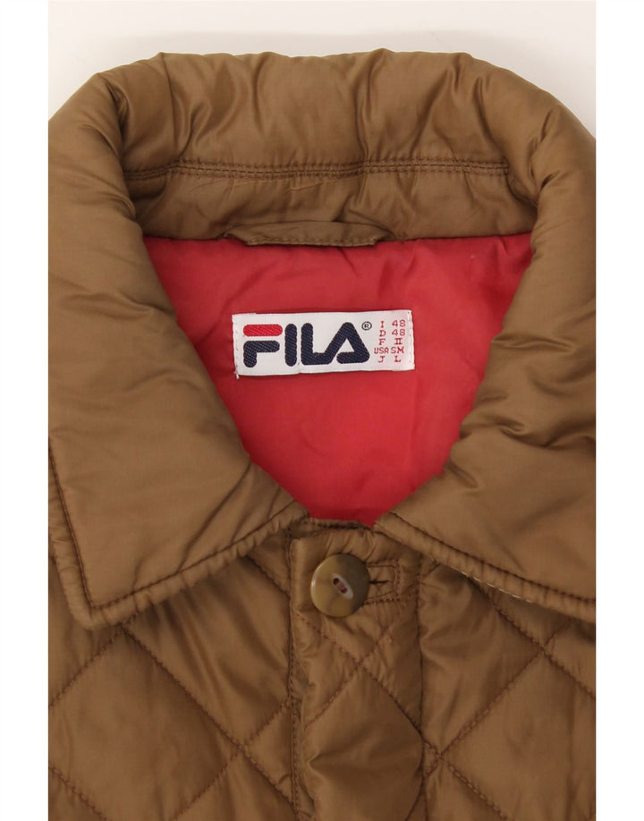 FILA Mens Padded Quilted Jacket IT 48 Medium Brown Polyamide Vintage Fila and Second-Hand Fila from Messina Hembry 