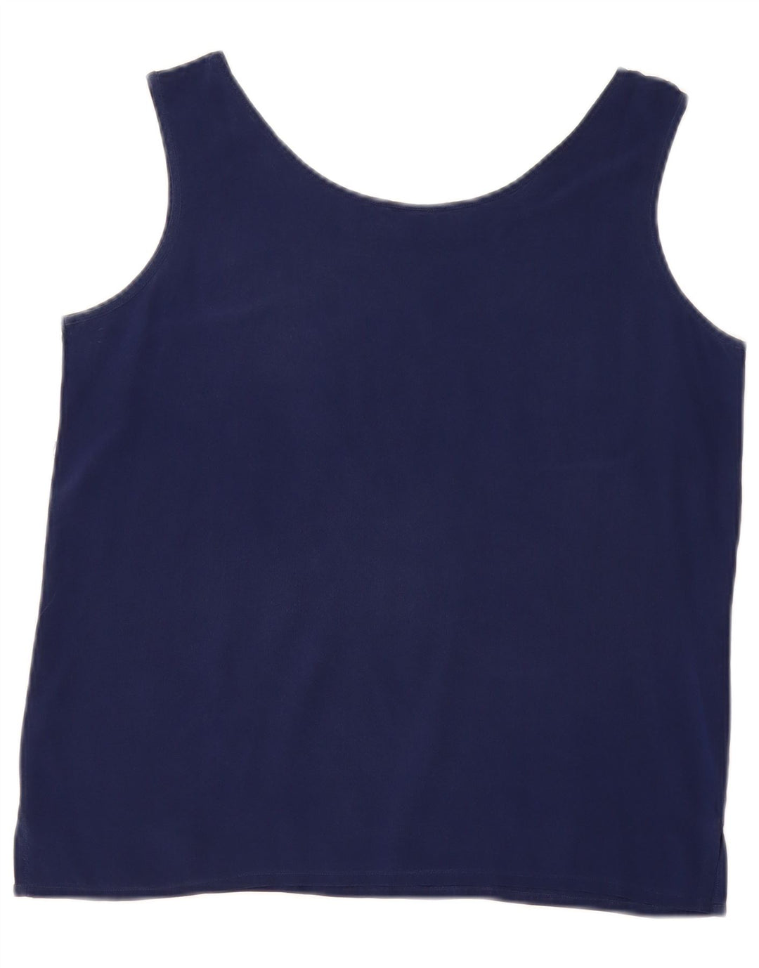Vintage dame ærmeløs bluse Top UK 14 Medium Navy Blue
