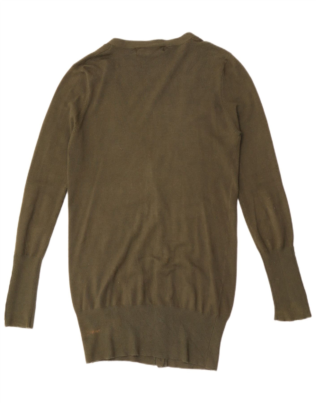 Zara Dame Longline Cardigan Sweater UK 12 Medium Khaki Rayon