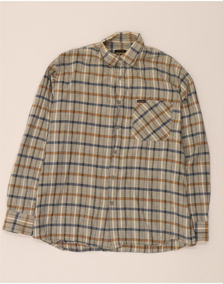 WRANGLER Mens Flannel Shirt Medium Beige Check Cotton Vintage Wrangler and Second-Hand Wrangler from Messina Hembry 