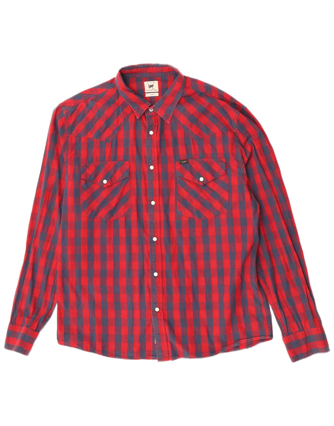 Lee Herre Slim Fit skjorte 2XL rød ternet bomuld