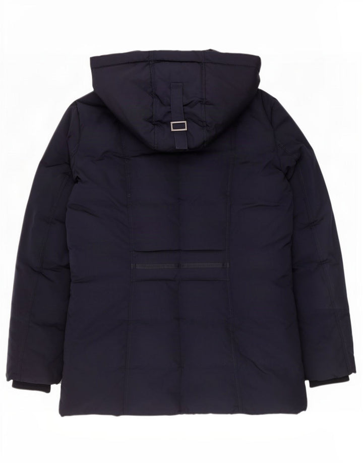 Monsoon Dame Hætte Polstret Jakke UK 14 Medium Navy Blue Polyester