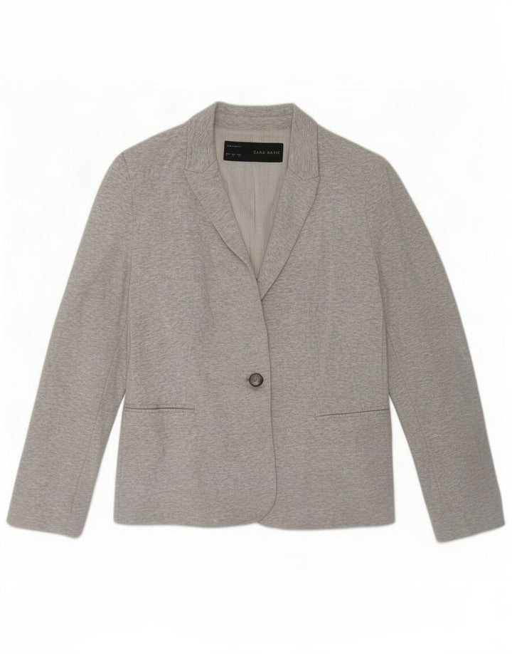 Zara Dame 1 Knap Blazer Jacket UK 14 Stor Grå Viscose