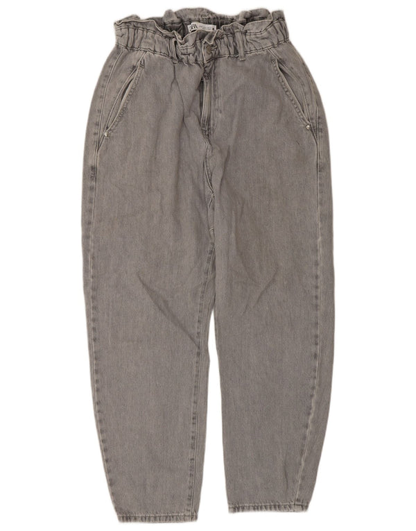 Zara Womens Crop Højtaljede tilspidsede jeans EU 38 Small W28 L26 Grå Bomuld