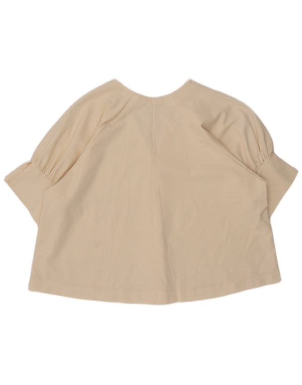 Zara Dame 3/4 ærmet oversize bluse Top UK 16 Large Beige