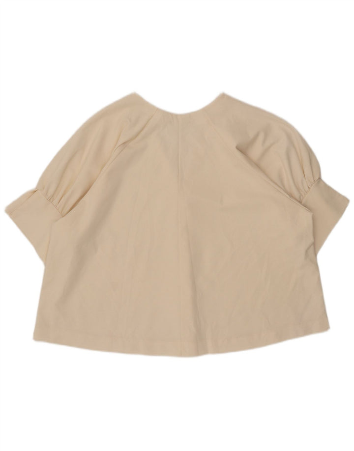 Zara Dame 3/4 ærmet oversize bluse Top UK 16 Large Beige