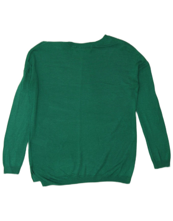 Marks & Spencer Womens Boat Neck Jumper Sweater UK 10 Small Green Acrylic