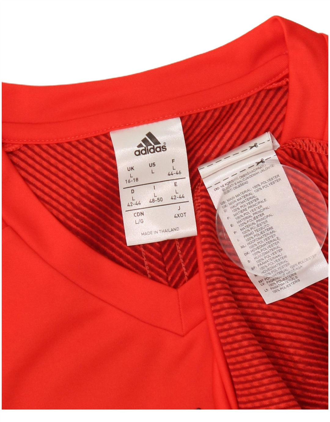Adidas drenge Climacool T-shirt top 15-16 år stor rød stribet polyester