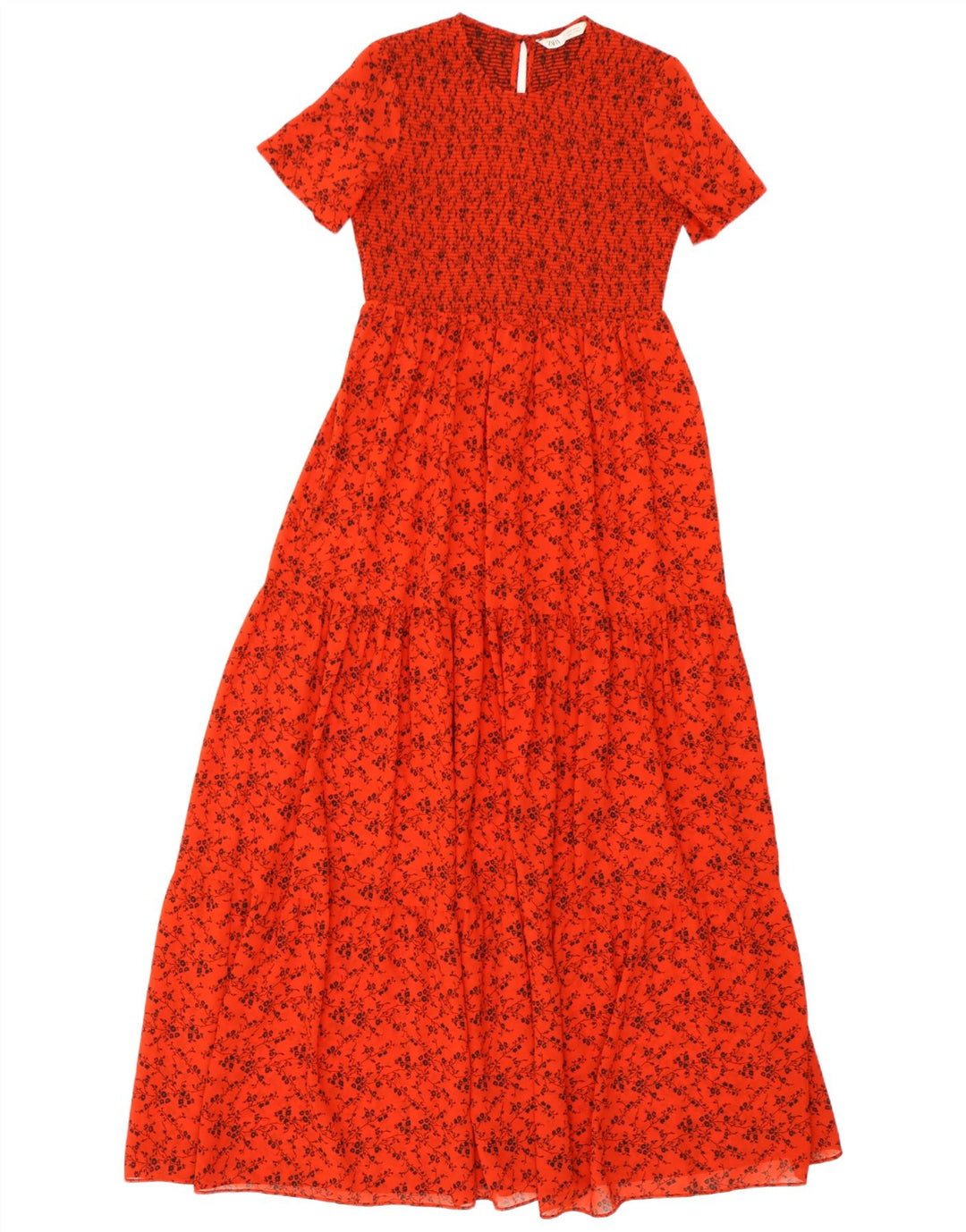 Zara Dame Maxi Kjole UK 6 XS Rød Blomster Polyester