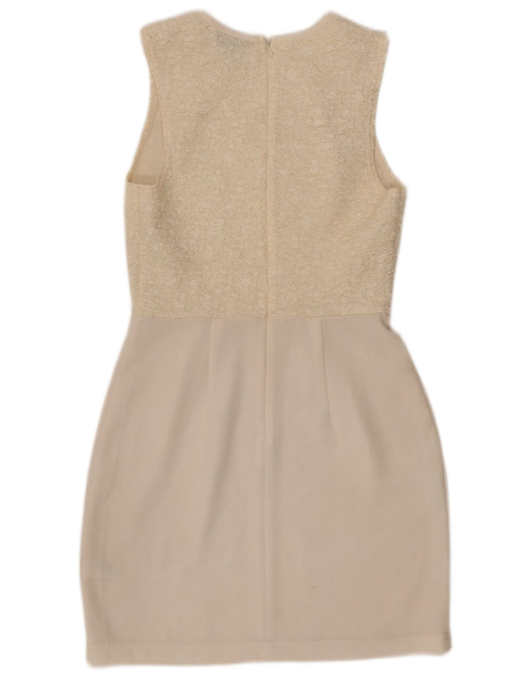 Topshop Dame Sleeveless Sheath Dress UK 8 Small Off White Polyester