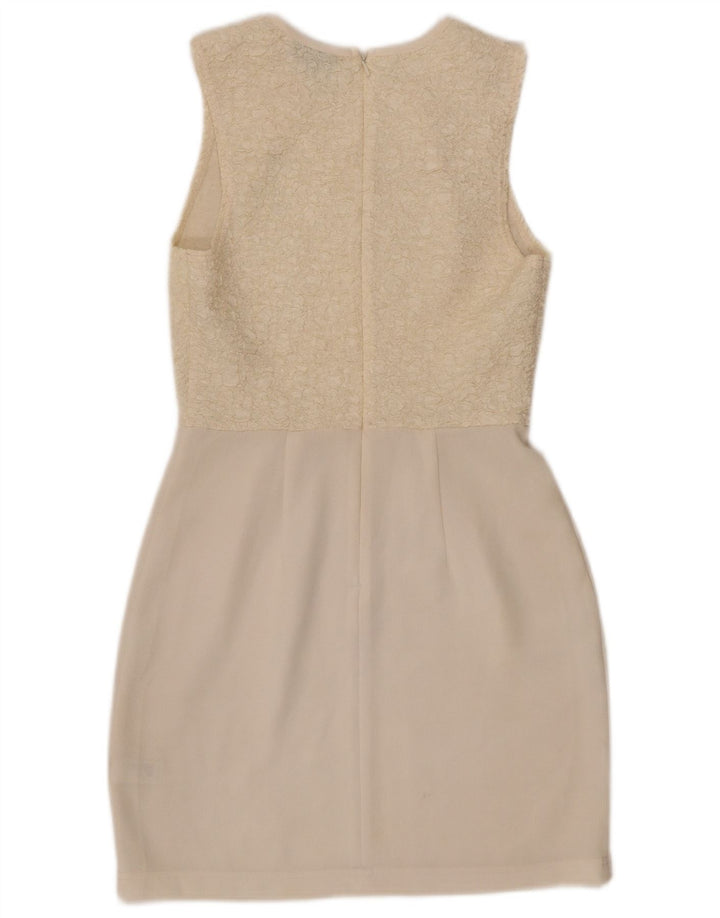 Topshop Dame Sleeveless Sheath Dress UK 8 Small Off White Polyester