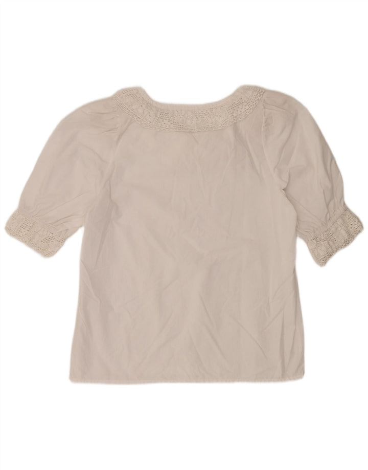 Vintage damebluse med 3/4 ærmer EU 40 Medium White
