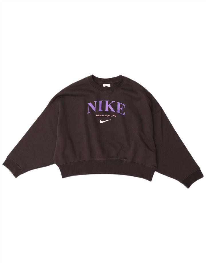 Nike Girls Oversized Grafisk Sweatshirt Jumper 10-11 år Medium Sort