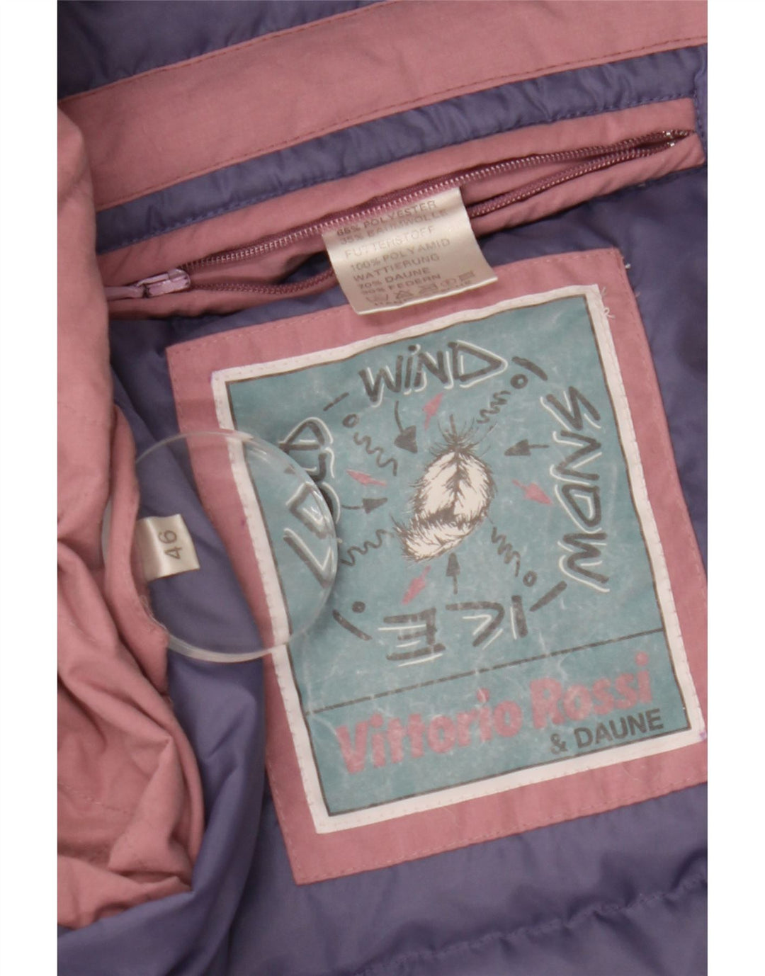 VINTAGE oversized polstret jakke til kvinder EU 46 XL Pink Polyester