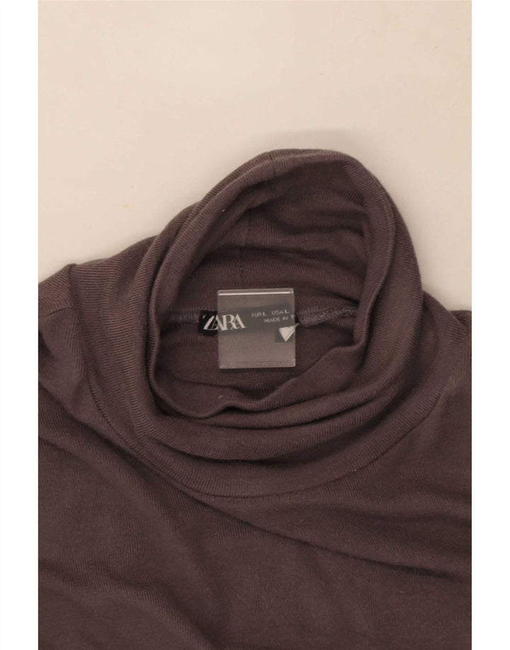 Zara Dame Crop Top Langærmet UK 14 Stor Grå