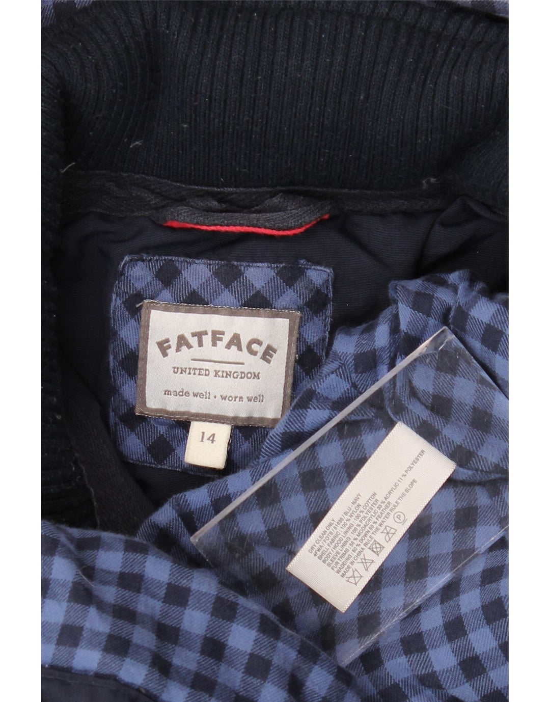 Fat Face Dame Hooded Parka Jacket UK 14 Medium Navy Blue Nylon
