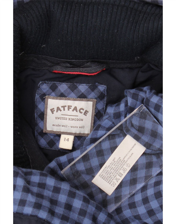 Fat Face Dame Hooded Parka Jacket UK 14 Medium Navy Blue Nylon