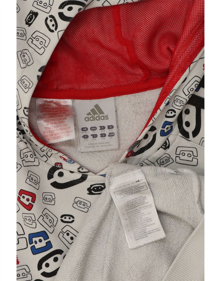 Adidas hættetrøje med abstrakt mønster til drenge 15-16 år Hvid Geometrisk