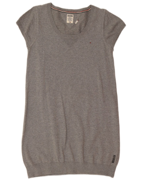 Tommy Hilfiger Dame Jumper Dress UK 14 Stor Grå Bomuld