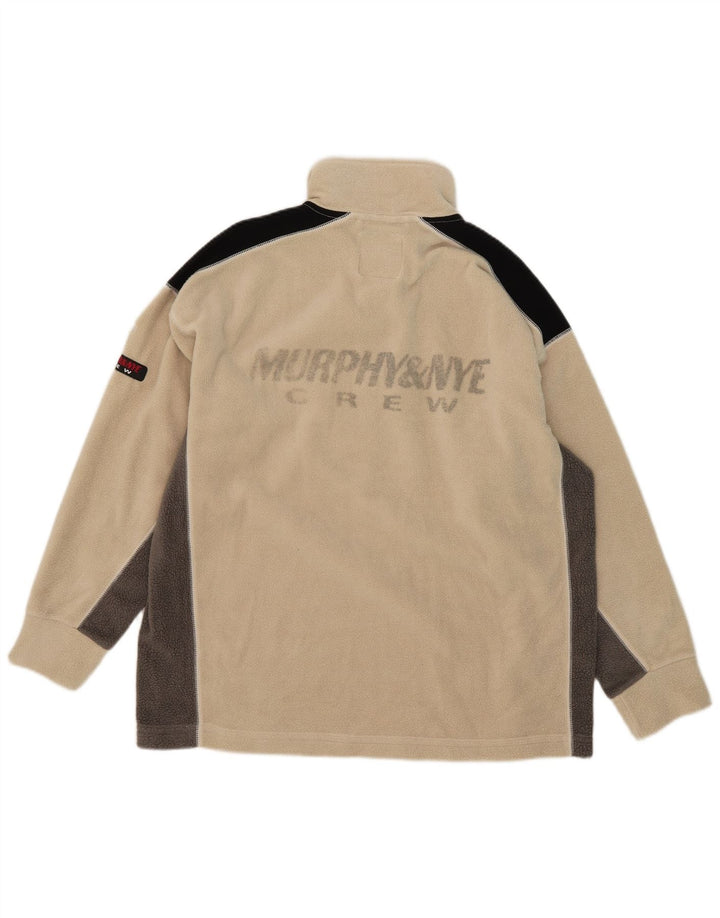Murphy & Nye Herre lynlås hals Fleece Jumper Stor Beige Colourblock Polyester