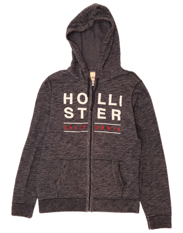 Hollister Herre grafisk hættetrøje med lynlås Mellem marineblå bomuld