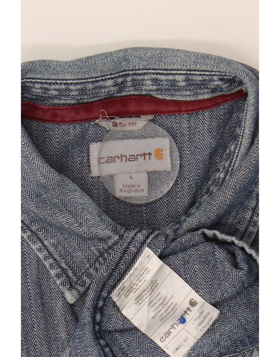 Carhartt Herre Slim Fit skjorte Stor blå sildebensbomuld