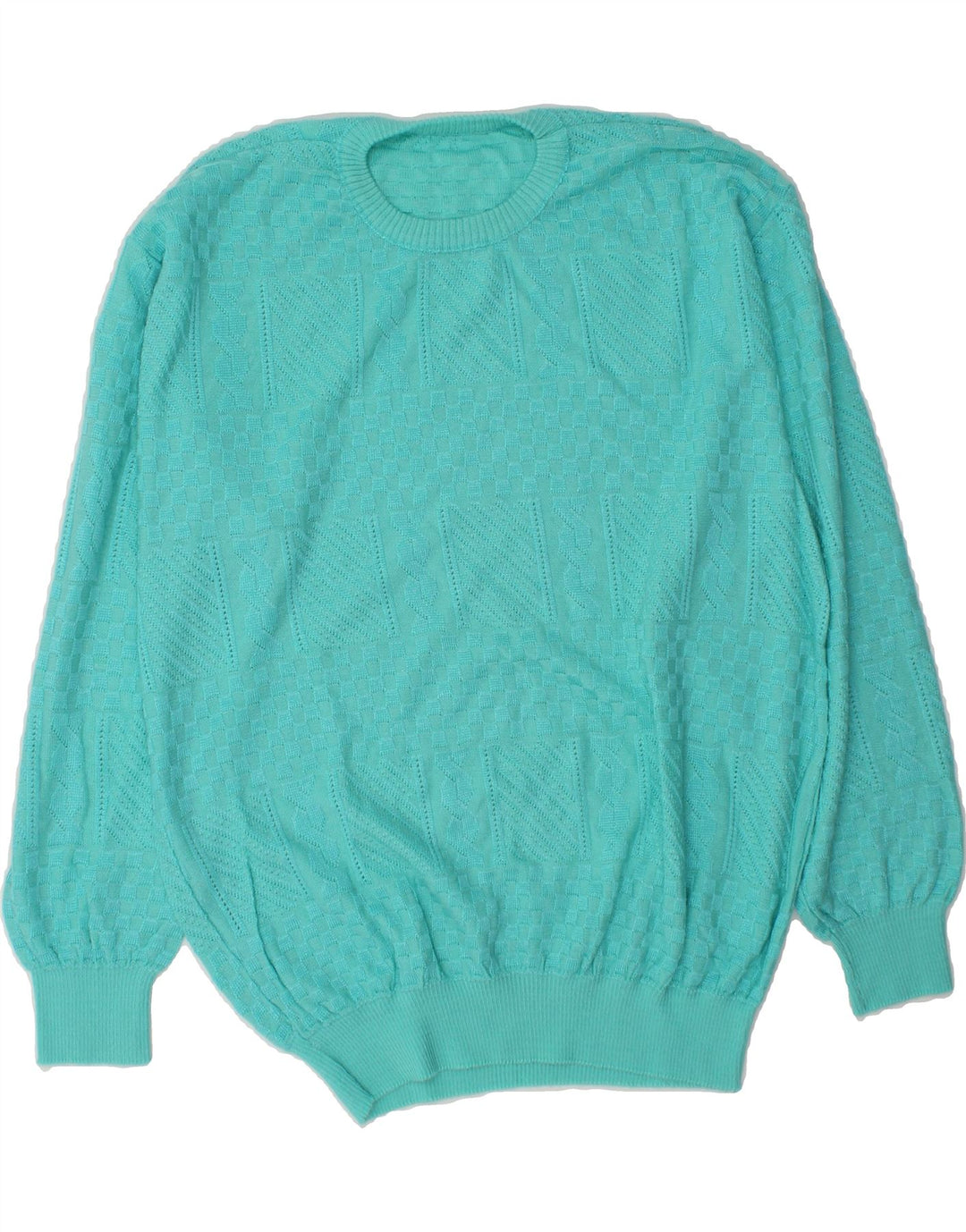VINTAGE Womens Crew Neck Jumper Sweater UK 14 Large Turquoise Vintage Vintage and Second-Hand Vintage from Messina Hembry 
