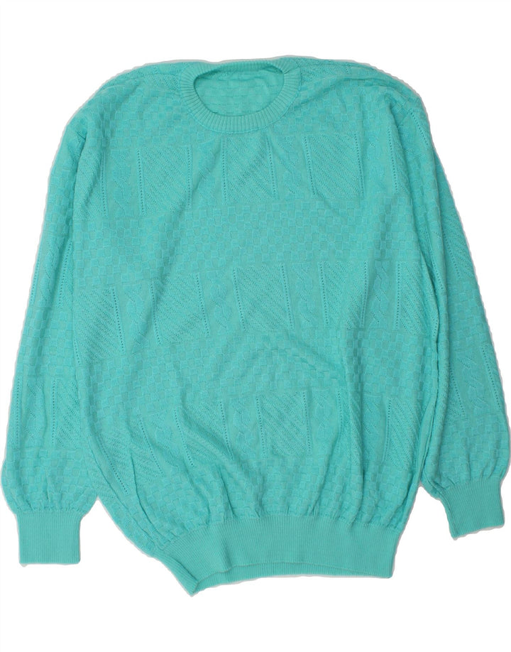 VINTAGE Womens Crew Neck Jumper Sweater UK 14 Large Turquoise Vintage Vintage and Second-Hand Vintage from Messina Hembry 